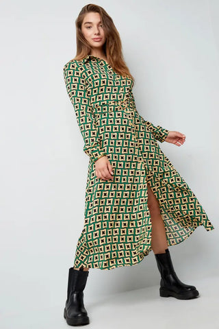 Maxidress in retroprint groen