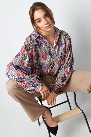 Oversized blouse beige/multi
