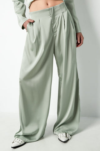 satijn-look pantalon met wijde pijpen in mint