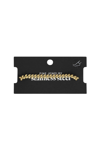 goudkleurige enkelband met blaadjes