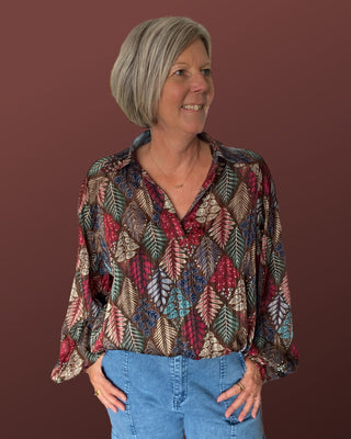 Oversized blouse in bruin/multi