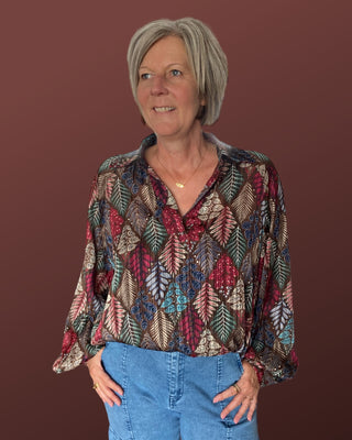 Oversized blouse in bruin/multi