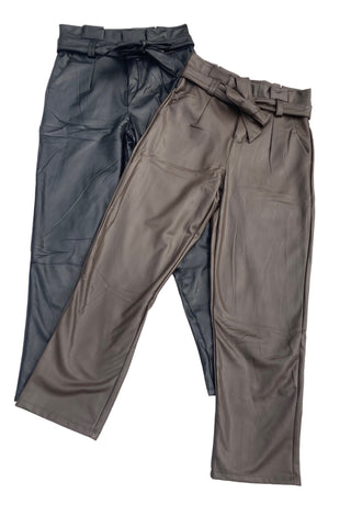 Leather-look broek in bruin