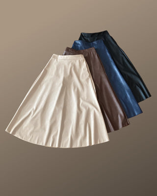 Leather-look rok in beige