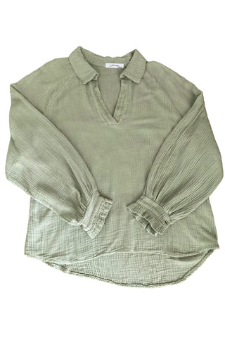 Wafelstructuur blouse in groen