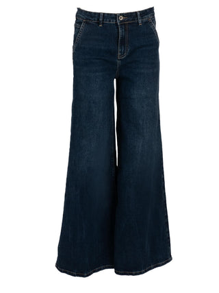 Jeans met wijde pijpen in donkerblauw