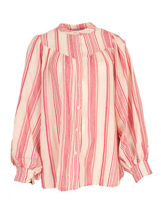 Katoenen blouse met streep patroon in roze