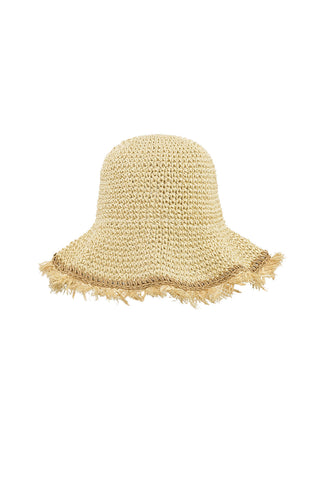 zomerhoed met gekleurde rand in off-white