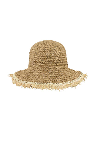 zomerhoed met gekleurde rand in beige