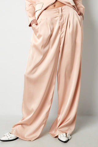 satijn-look pantalon met wijde pijpen in pink