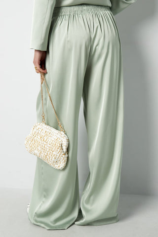 satijn-look pantalon met wijde pijpen in mint