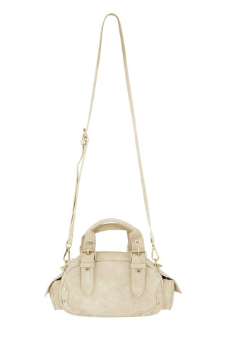 trendy schoudertasje in beige