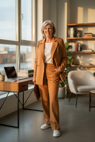 pantalon met wijde pijpen in camel