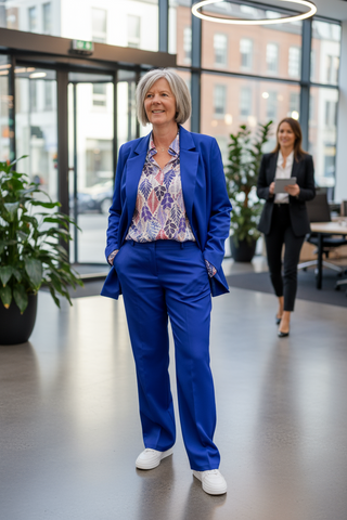 pantalon met wijde pijpen in blauw