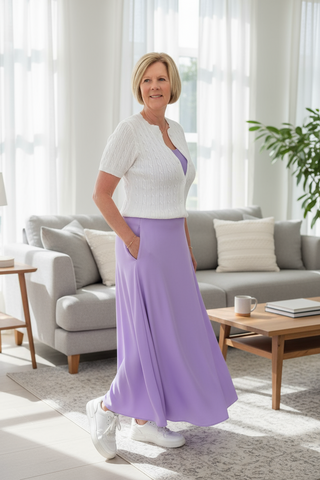 Leather-look rok in lila