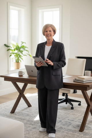 Gestreepte pantalon in grijs