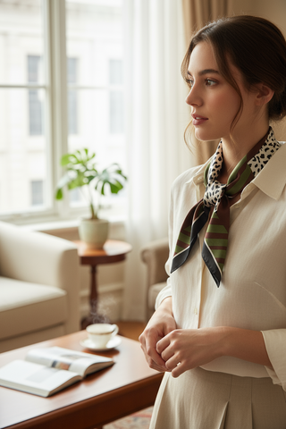 sjaal met leopard print in groen/bruin