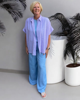 Luchtige zomerbroek in jeansblauw
