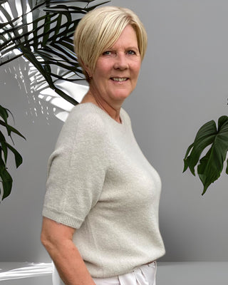 gebreide top Alpaca in taupe
