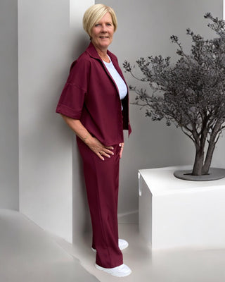 Oversized blouse in bordeaux-rood