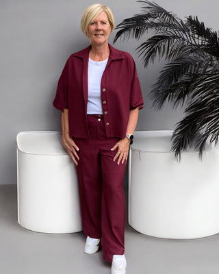 Oversized blouse in bordeaux-rood