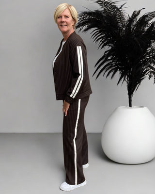 Pantalon met bies in bruin