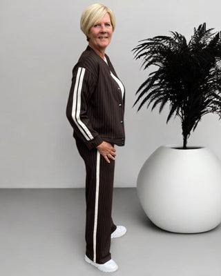 Pantalon met bies in bruin