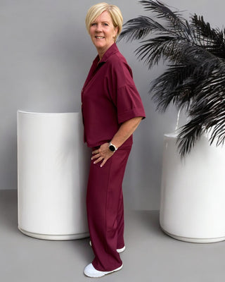 Pantalon in bordeaux-rood
