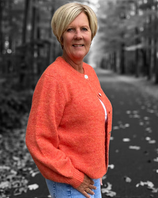 Uni gebreid vest in oranje