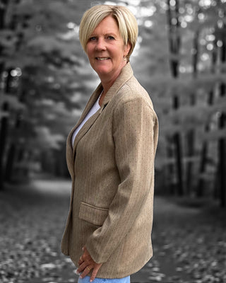 Strass-streep blazer in bruin