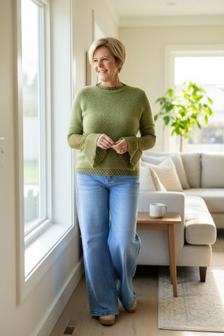 Alpaca trui met korte mouw in groen