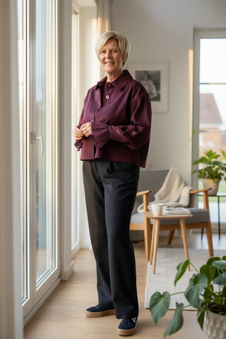 Cropped jasje in bordeaux-rood