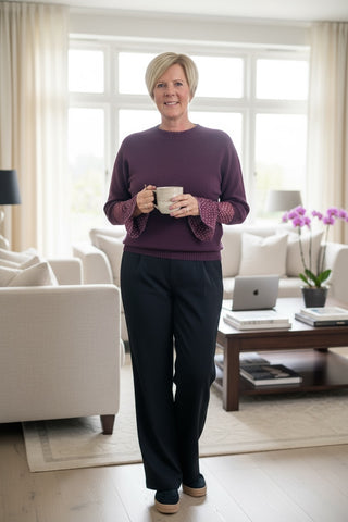 Gebreide top  met driekwart mouw in paars
