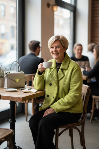 Teddy velours winterjas in appel-groen