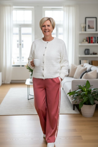 Sporty wide leg met streep in watermelon
