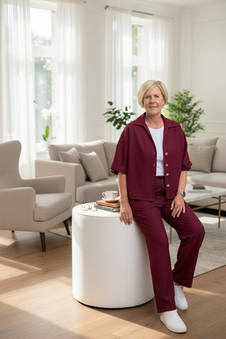 Pantalon in bordeaux-rood