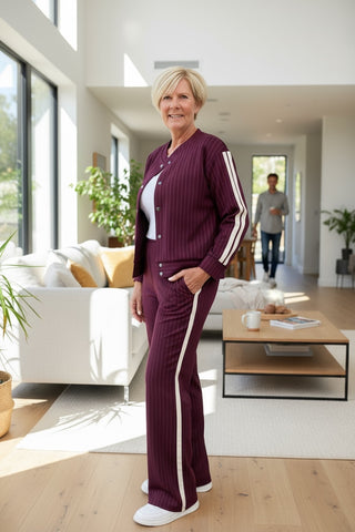 Bomberjack met bies in bordeaux-rood