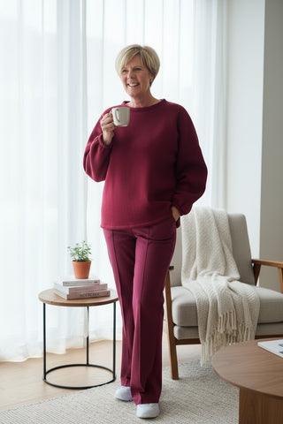 Oversized sweater in bordeaux-rood