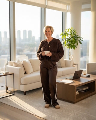 Grof gebreid vest "kabel" in bruin