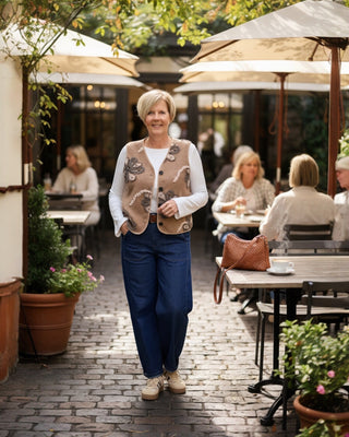 Gilet bloem in beige