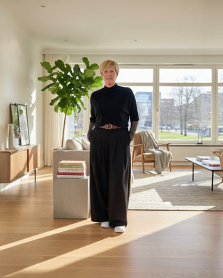 Wijde pantalon met plooien in zwart