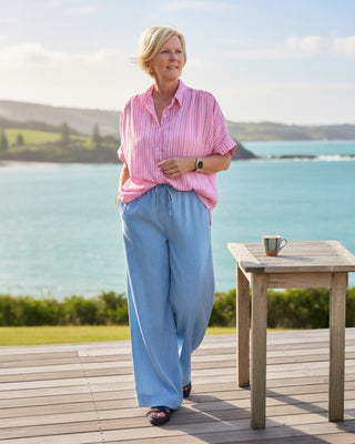 Luchtige zomerbroek in jeansblauw