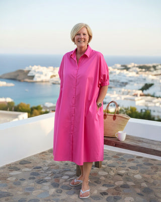 Oversized jurk in fuchsia