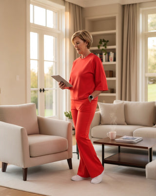 Stretch pantalon in rood