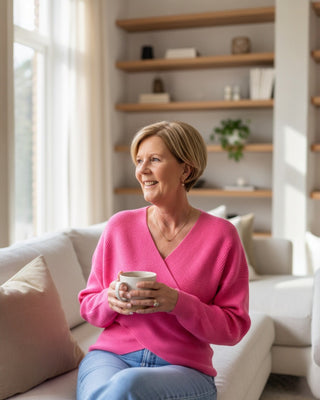 trui met overslag in fuchsia