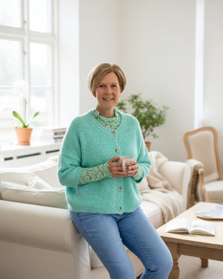 superzacht vest met driekwart mouw in mintgroen