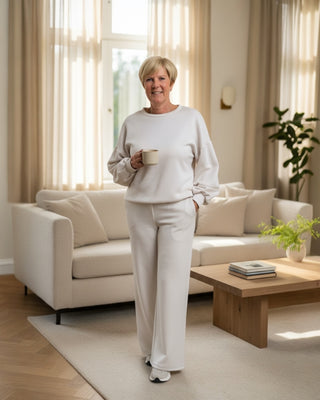 Sweater met pofmouw in beige