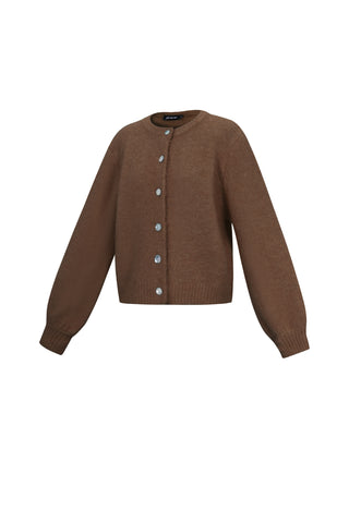 Uni gebreid vest in donkerbruin