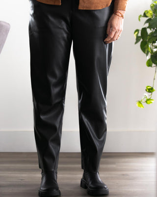 leather-look broek met rechte pijpen